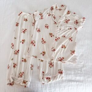 Eberjey Gisele TENCEL™ Modal Short Sleeve Cropped PJ Set Floral SMALL